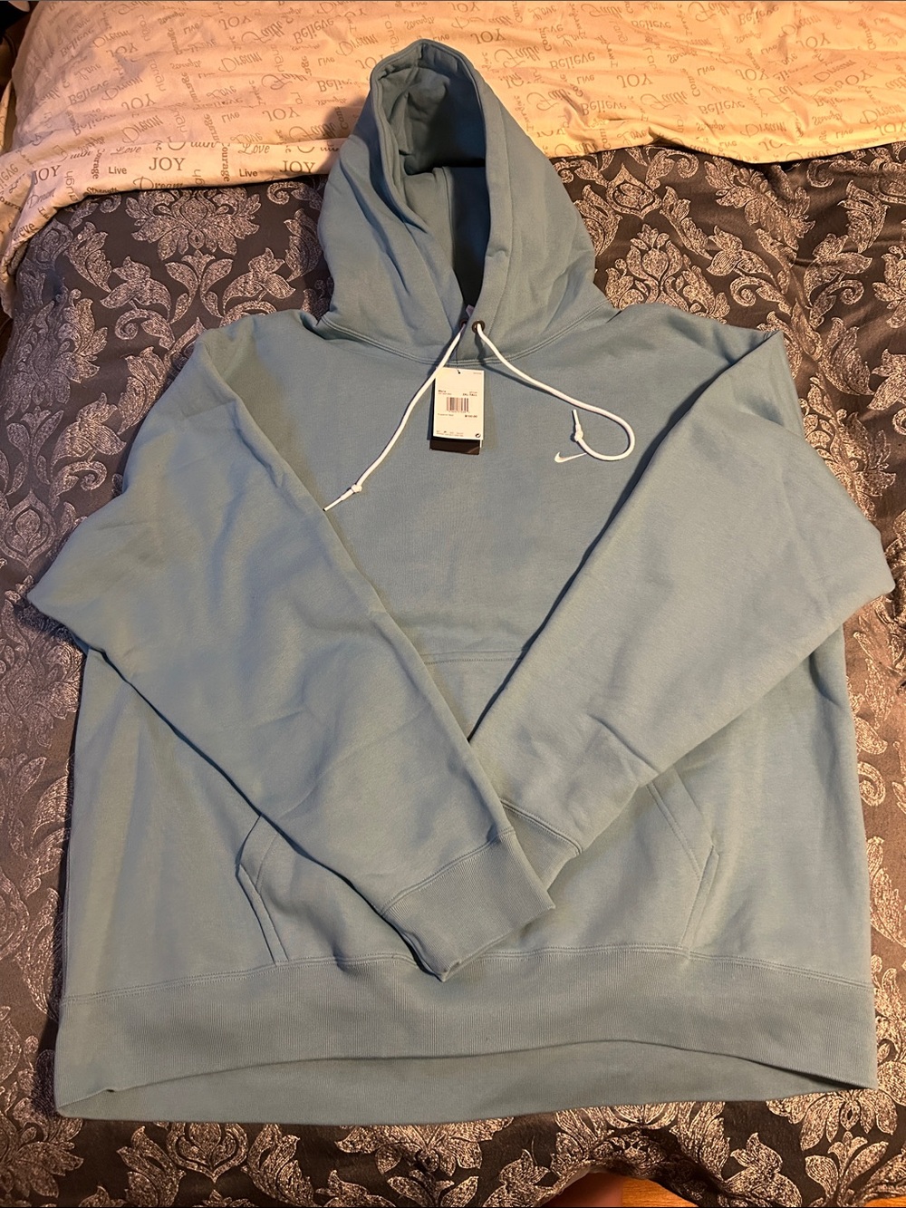 Nike Men’s Sky Blue Pullover Hoodie with Small Swoosh